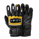 Кожени ръкавици за мотор ГАРВАН в черно и жълто