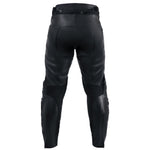 Черни кожени панталони за мотор БУРЯ с протектори и подплата, снимка отзад