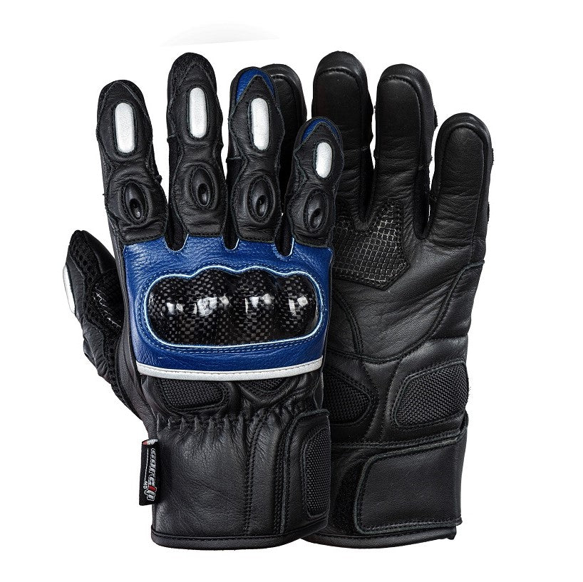 Кожени ръкавици за мотор ГАРВАН в черно и синьо