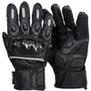 Черни кожени ръкавици за мотор ГАРВАН, карбонови