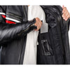 Черно кожено яке за мотор МЕТРОПОЛ с протектори и подплата, водоустойчиво и вятъроустойчиво, джоб за телефон
