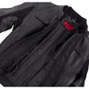 Черно кожено яке за мотор РУСИЯ с протектори и подплата, водоустойчиво и вятъроустойчиво, снимка отвътре